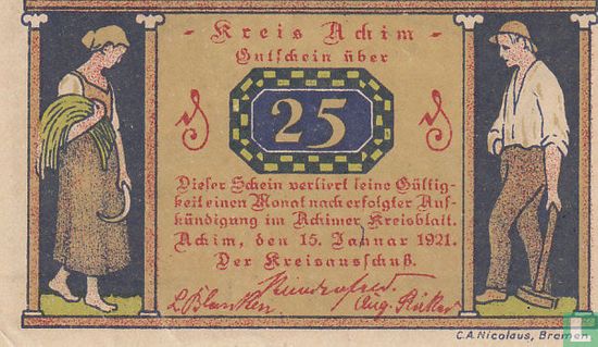 Achim, Kreis  - 25 pfennig 1921 - Afbeelding 1