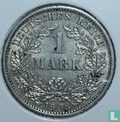 Empire allemand 1 mark 1908 (E) - Image 1