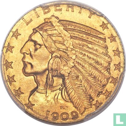 États-Unis 5 dollars 1909 (sans lettre) - Image 1