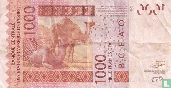 1000 Francs États de l'Afrique de l'Ouest D (Mali) - Image 2