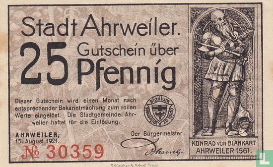 Ahrweiler, Kreisstadt  25 Pfennig  - Afbeelding 1