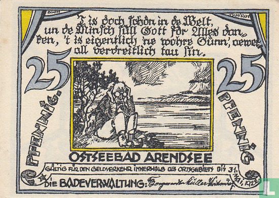 Arendsee, Ostseebad - Reutergeld - 25 Pfennig ND. (1922) - Afbeelding 1