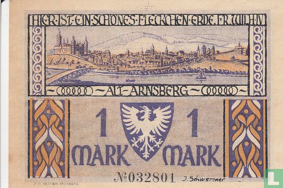 Arnsberg, Stadt - 1 Mark 1921 - Afbeelding 2