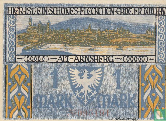 Arnsberg, Stadt - 1 Mark 1921  - Afbeelding 2