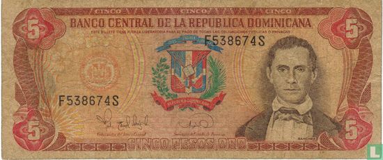 République Dominicaine 5 Pesos Oro 1995 - Image 1