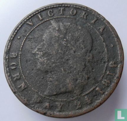New Zealand  Auckland Licensed Victuallers Penny token "born 1818" (error)  1871 - Image 2