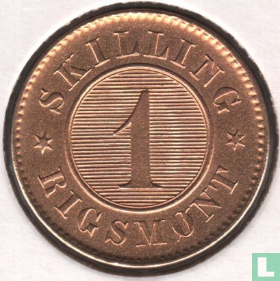 Denemarken 1 skilling rigsmønt 1867 (1 in jaartal lager) - Afbeelding 2