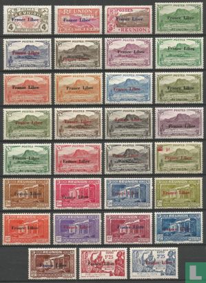Postage stamps, with overprint "France Libre"