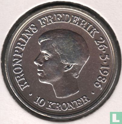 Denemarken 10 kroner 1986 "18th birthday Crown Prince Frederik" - Afbeelding 1