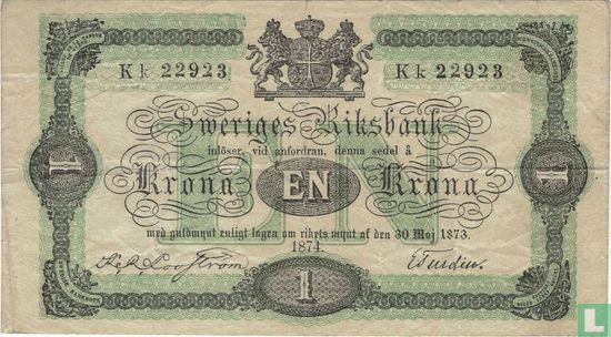 Zweden 1 Krona 1874 - Afbeelding 1
