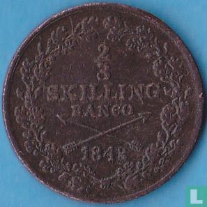 Zweden 2/3 skilling banco 1843 - Afbeelding 1