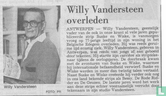 Willy Vandersteen overleden