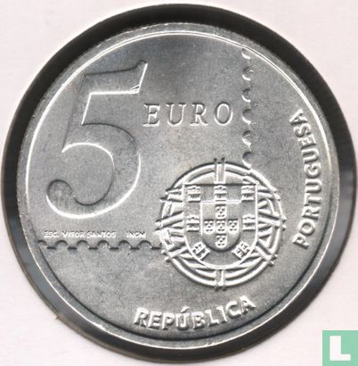 Portugal 5 euro 2003 (zilver 500‰) "150th anniversary of the first Portuguese stamp" - Afbeelding 2