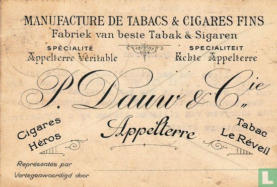 carte-visite PETRUS DAUW tabak Appelterre