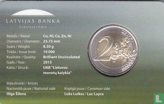 Latvia 2 euro 2015 (coincard) "The black stork" - Image 2
