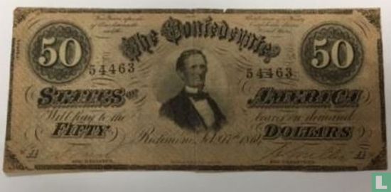 Confederate States of America 50 dollars 1864 - Image 1
