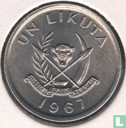 Congo-Kinshasa 1 likuta 1967 - Afbeelding 1