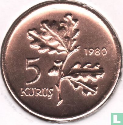 Turkey 5 kurus 1980 "FAO" - Image 1