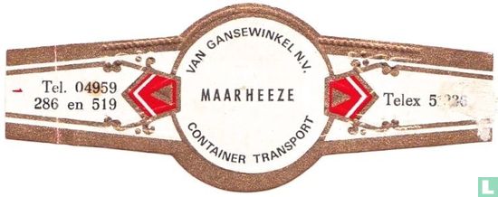 Van Gansewinkel N.V. Maarheeze Container Transport - Tel. 04959 286 en 519 - Telex 51236 - Afbeelding 1