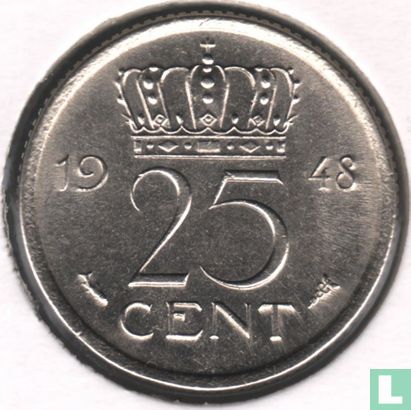 Netherlands 25 cent 1948 - Image 1