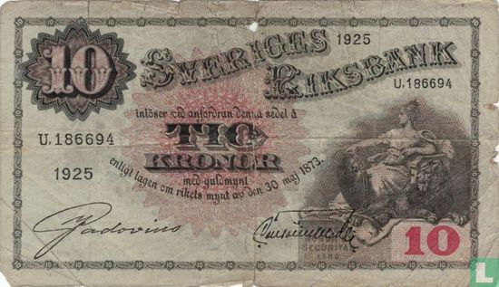 Zweden 10 Kronor 1925 - Afbeelding 1
