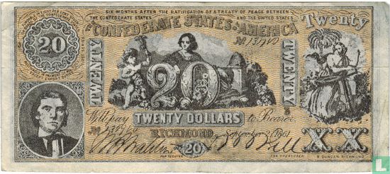Confederate States of America  20 dollars 1861 (REPLICA) - Afbeelding 1