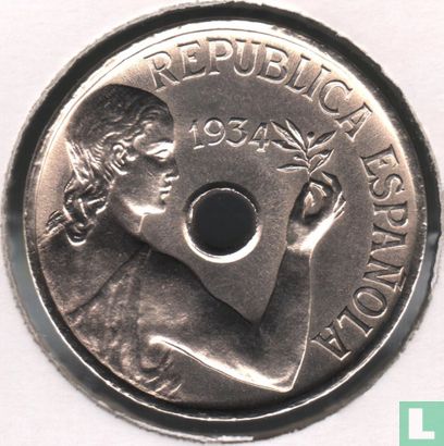 Spain 25 centimos 1934 - Image 1