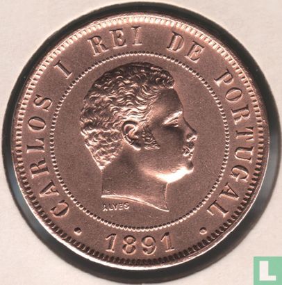 Portugal 20 réis 1891 (zonder muntteken) - Afbeelding 1