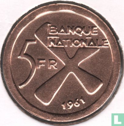 Katanga 5 francs 1961 (bronze) - Image 1