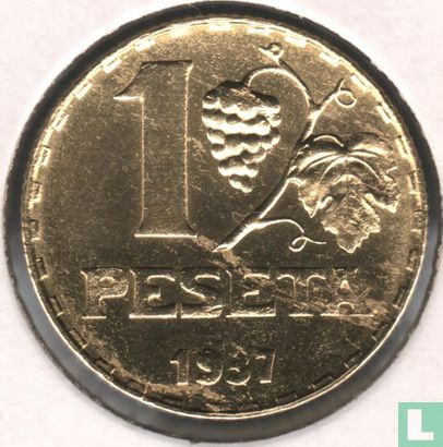 Espagne 1 peseta 1937 - Image 1
