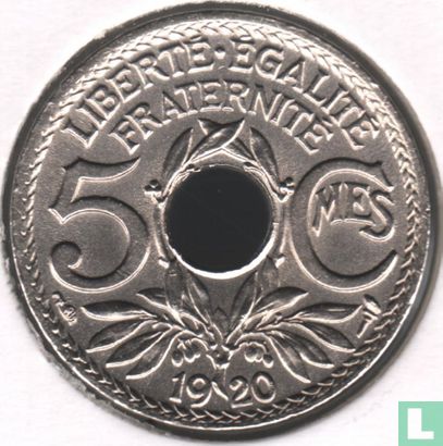 Frankrijk 5 centimes 1920 (type 2 - 3 g) - Afbeelding 1