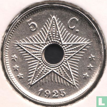 Belgisch-Congo 5 centimes 1925 - Afbeelding 1