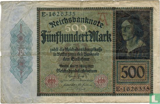 Duitsland 500 Mark 1922 (P.73 - Ros.70) - Afbeelding 1