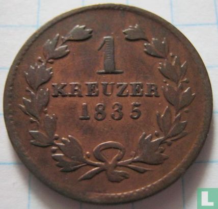 Baden 1 kreuzer 1835 - Afbeelding 1