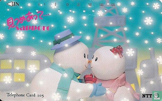 "Discover Sapporo" (Snowman Couple) - Image 1