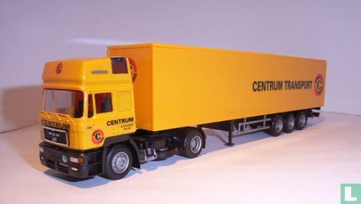 MAN F90 box semi trailer "Centrum Transport"
