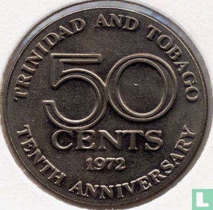 Trinidad en Tobago 50 cents 1972 (zonder FM) "10th anniversary of Independence" - Afbeelding 1