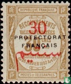 French postage due stamp with overprint