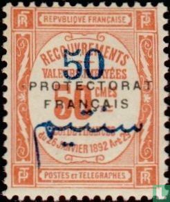 Franse portzegel met opdruk 
