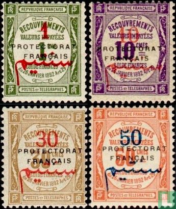 Franse portzegels met opdruk 