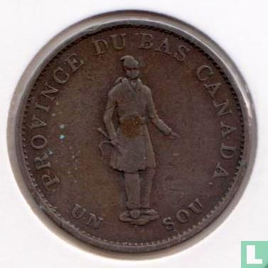 Lower Canada 1 sou 1837 "Quebec Bank" - Image 2