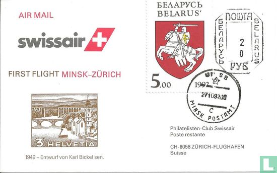 Swissair Flug Minsk-zurich