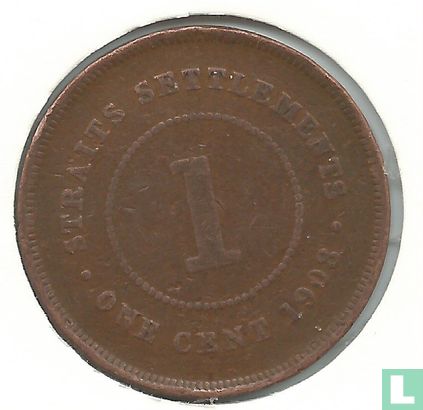 Straits Settlements 1 cent 1908 - Afbeelding 1