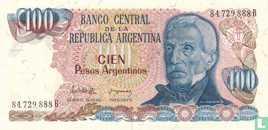 Argentine 100 Pesos Argentinos 1983 - Image 1
