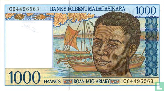 Madagascar 1000 Francs (P76b) - Image 1