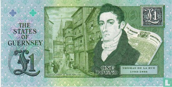 Guernsey 1 Pound Guernsey 2013 - 1 pound comm. 200th anniversary Thomas de la Rue - Image 2