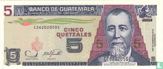 Guatemala 5 Quetzales  - Afbeelding 1