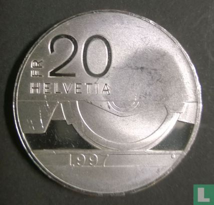 Zwitserland 20 francs 1997 "150 years Swiss railway" - Afbeelding 1