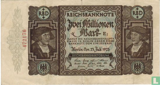Reichsbank 2 Million Mark 1923 (A) - Image 1