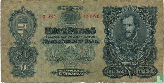 Hongarije 20 Pengö 1930 - Afbeelding 1